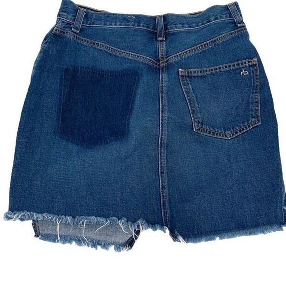 Rag & Bone Women’s Denim Mini Skirt Size 26 Eddy Wash Dive Frayed Hem Blue - Picture 2 of 7